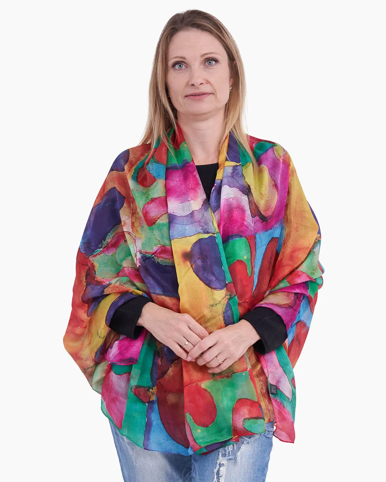 Eșarfă mătase Magdy Veneziano multicoloră [2]