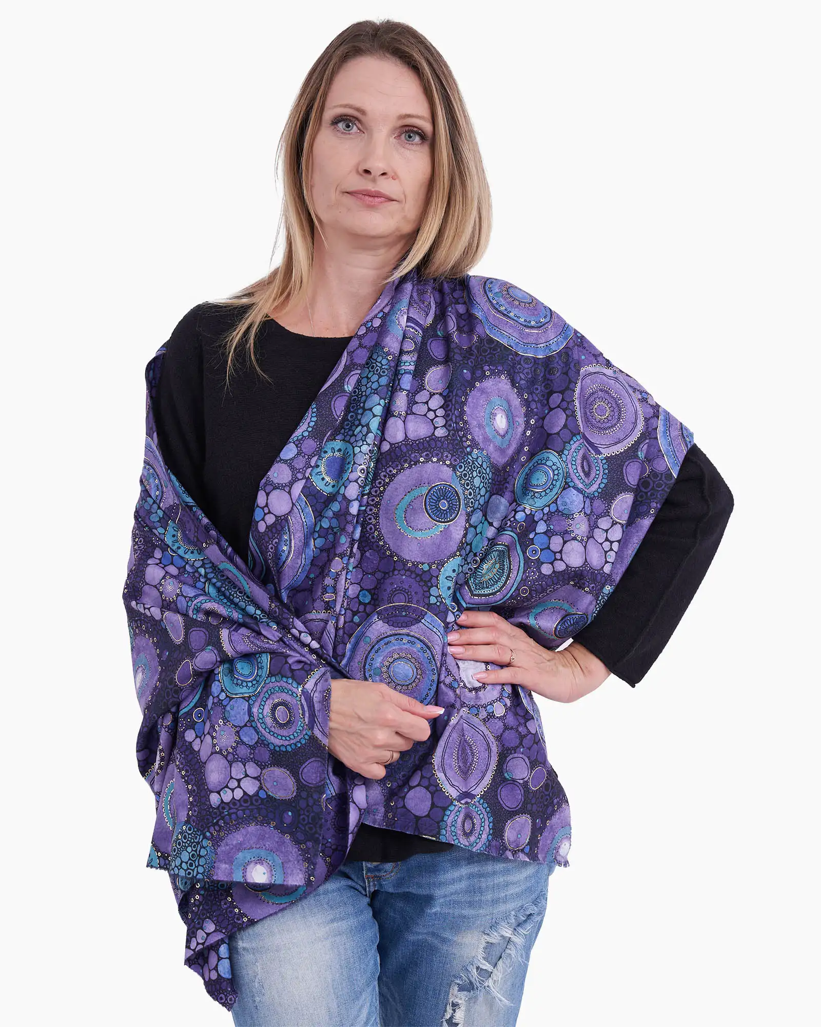 Eșarfă vâscoză Magdy Byzantium mov [2]