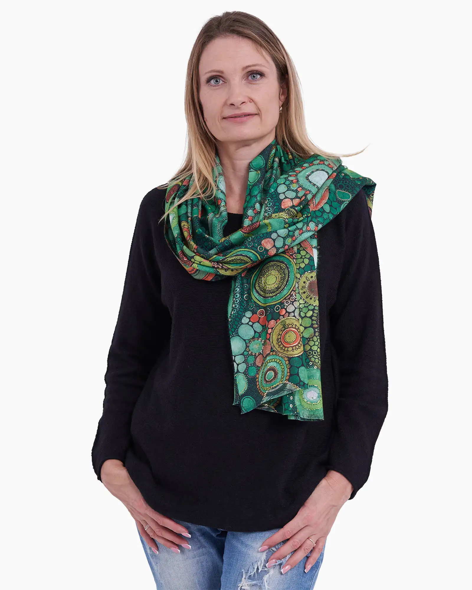 Eșarfă vâscoză Magdy Byzantium verde [2]