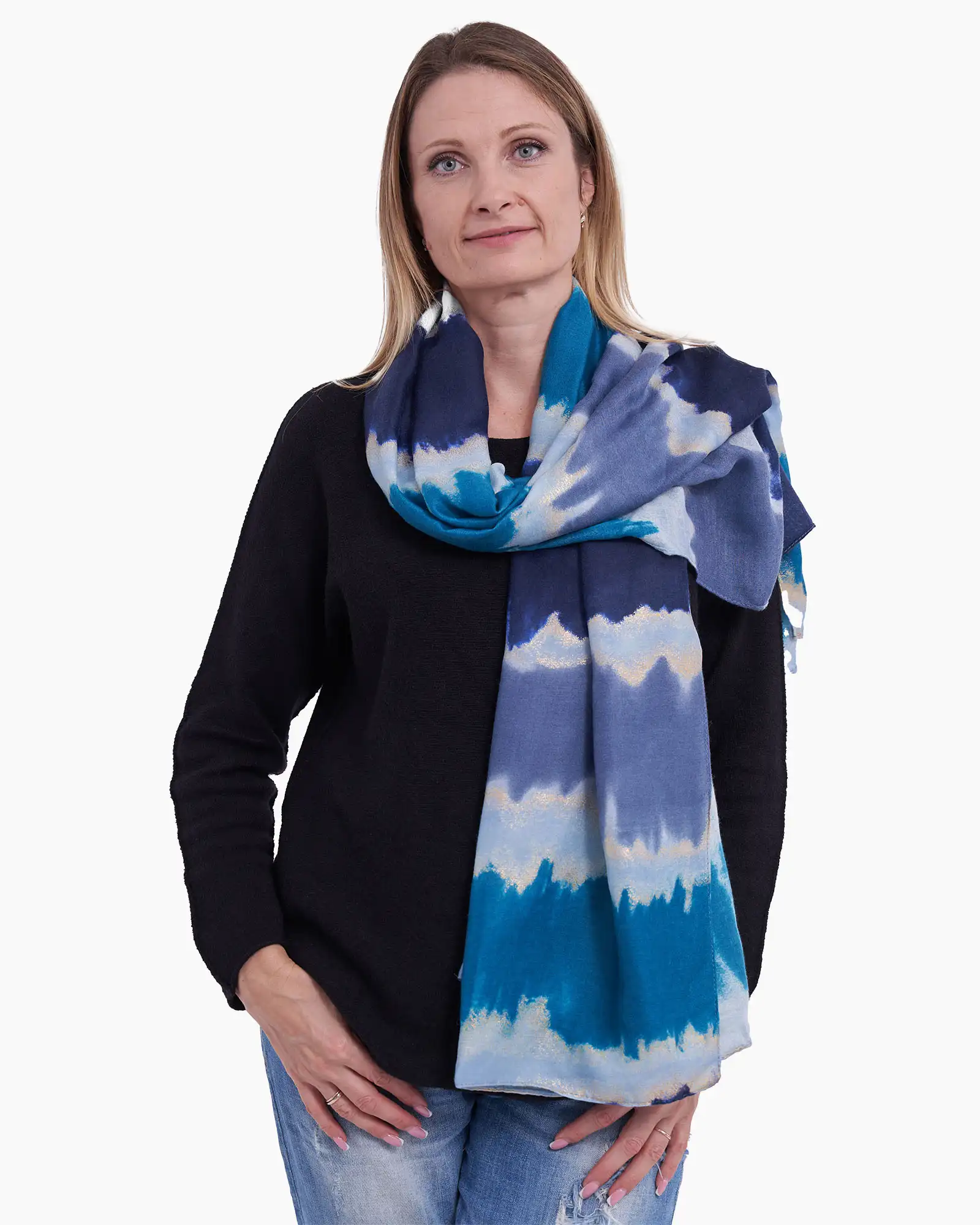 Eșarfă vascoză Magdy Miyabi albastră [2]