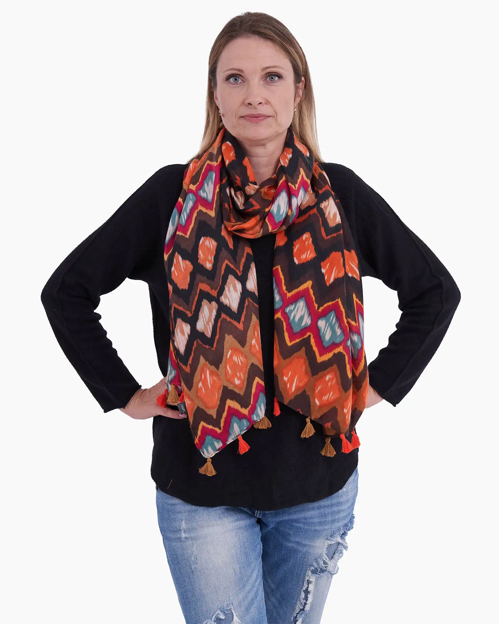 Eșarfă vâscoză Magdy Montpellierreko maro [2]