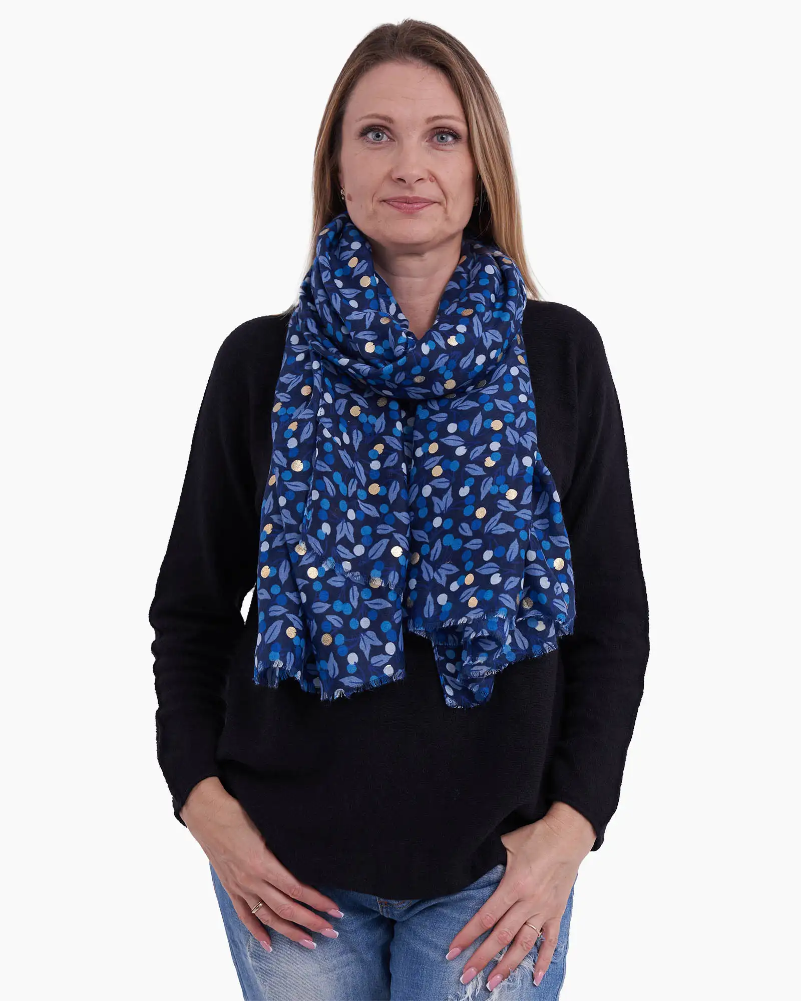 Eșarfă vâscoză Magdy Murmullo albastră [2]