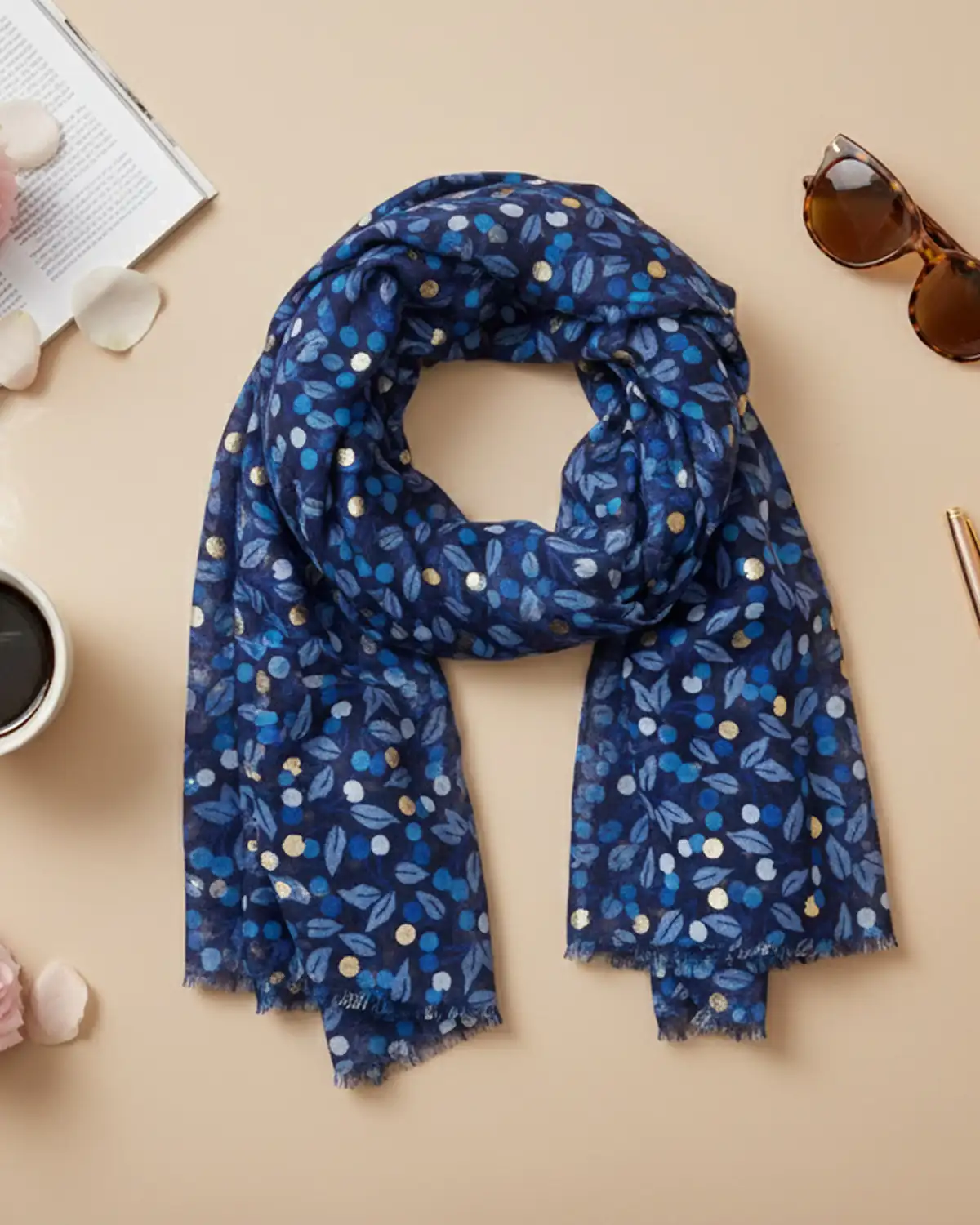 Eșarfă vâscoză Magdy Murmullo albastră [1]