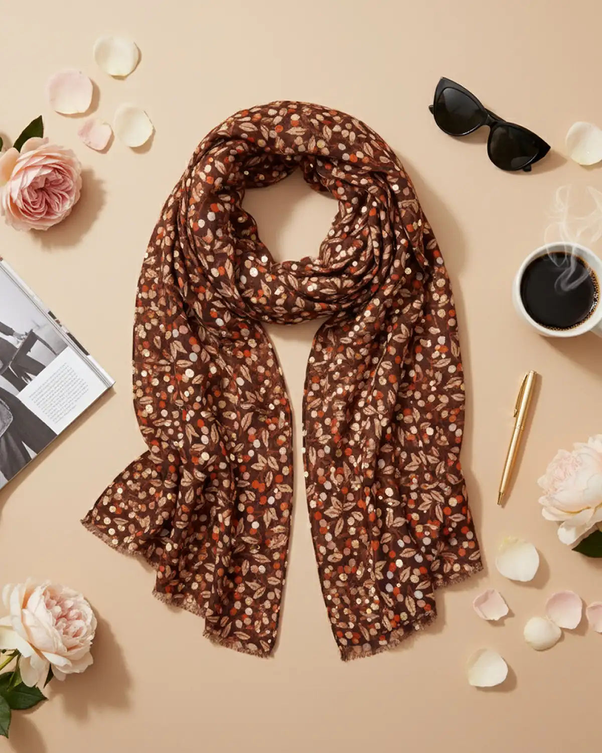 Eșarfă vâscoză Magdy Murmullo maro [1]