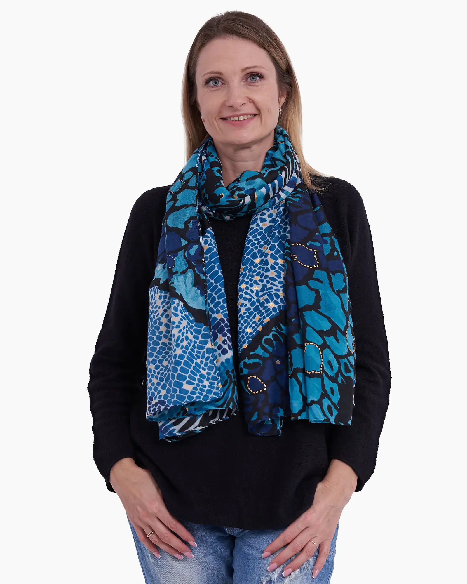 Eșarfă vâscoză Magdy Sora No Kawa albastră [2]