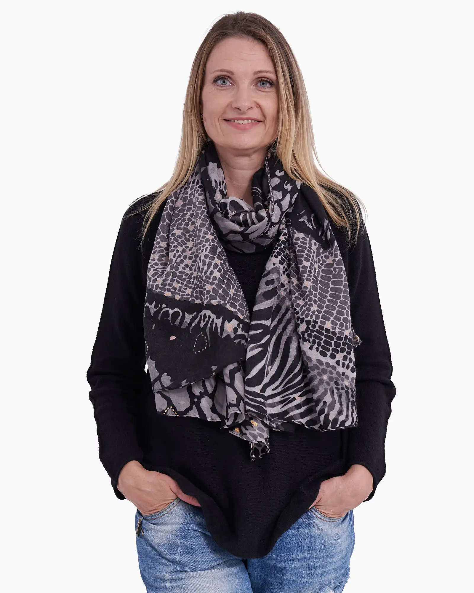 Eșarfă vâscoză Magdy Sora No Kawa neagră [2]