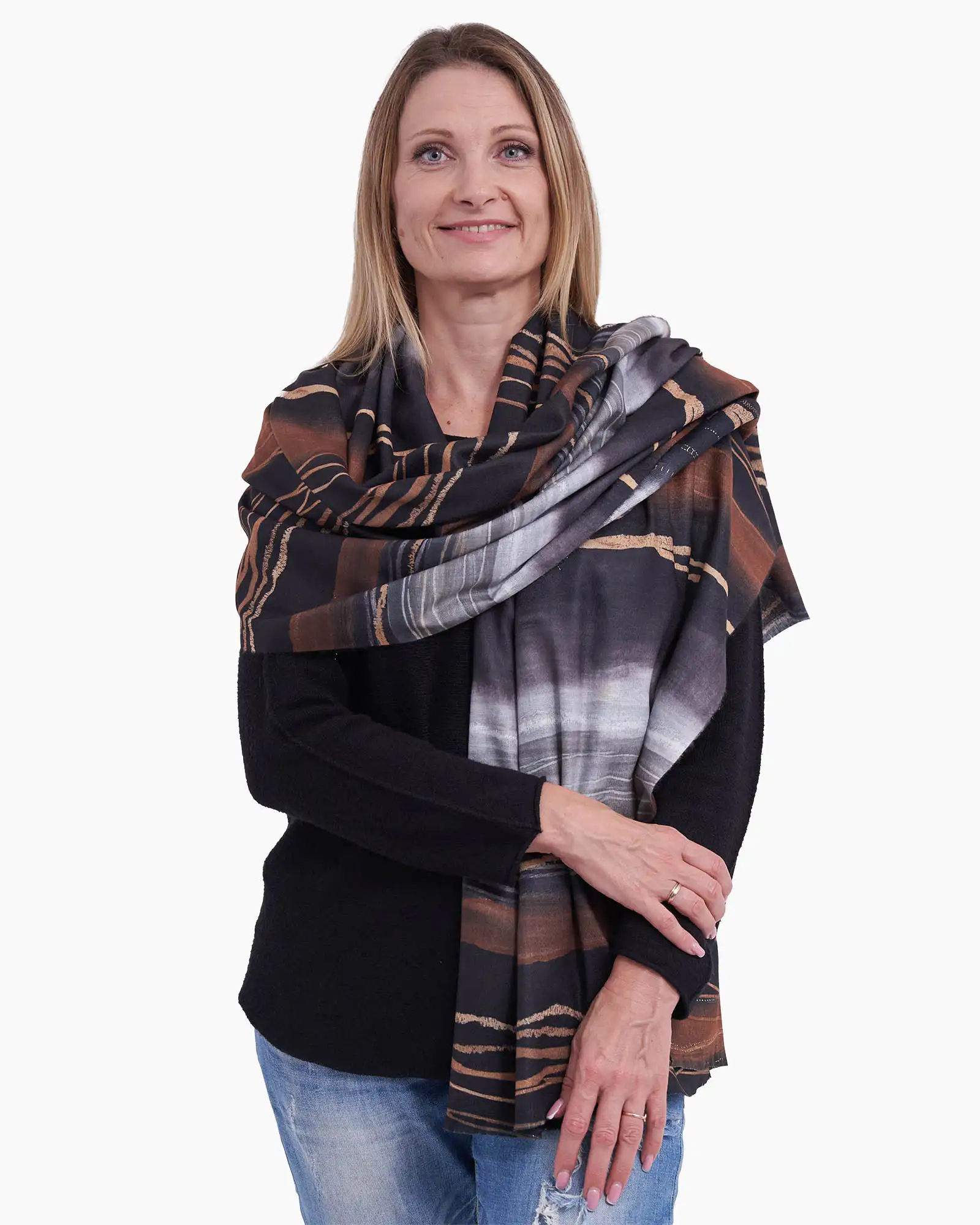 Eșarfă vâscoză Magdy Toscan neagră [2]