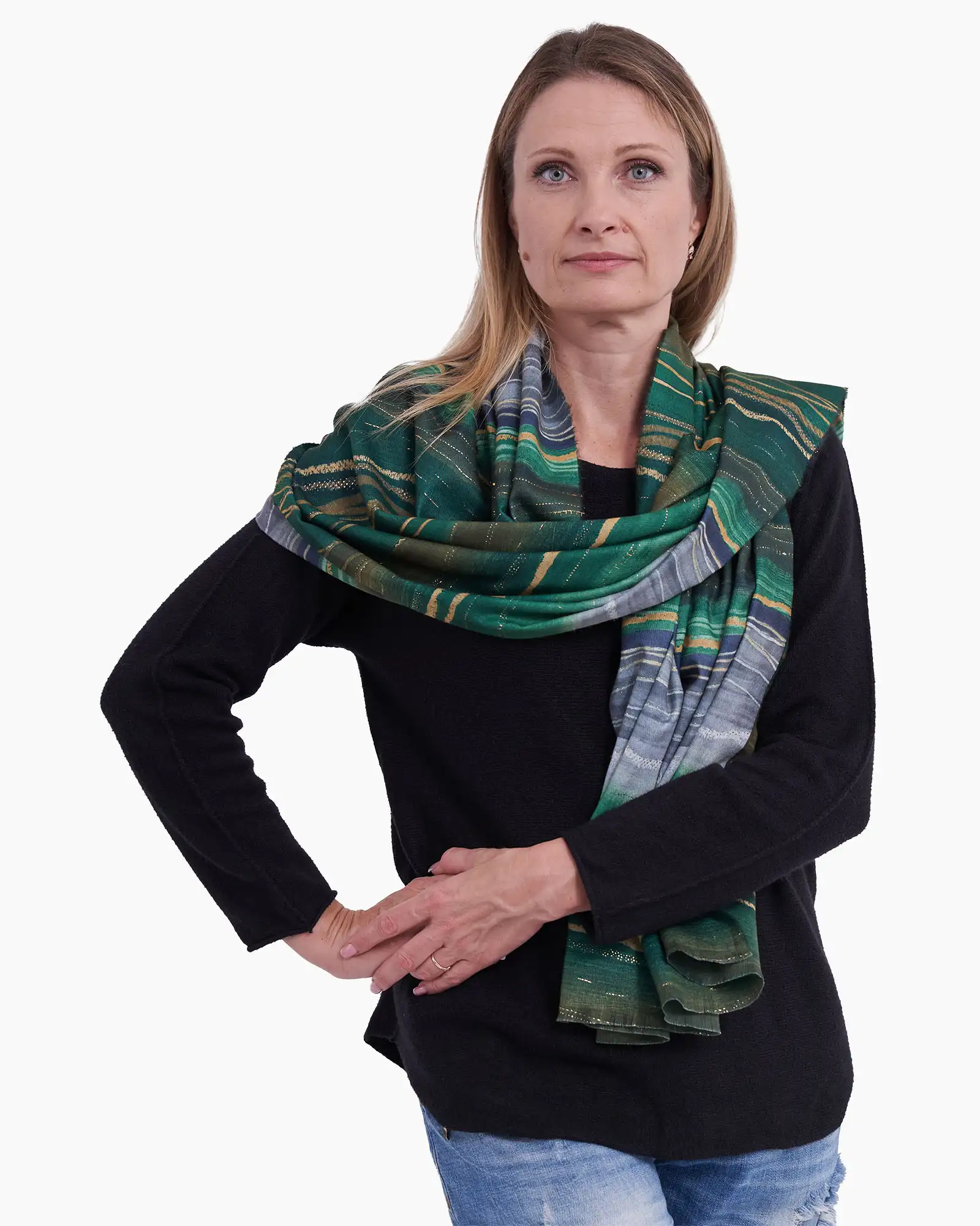 Eșarfă vâscoză Magdy Toscan verde [2]