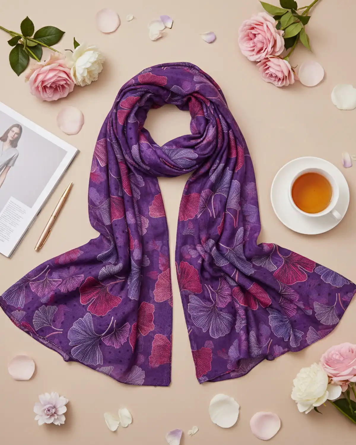 Eșarfă vâscoză Magdy Vanashri mov [1]