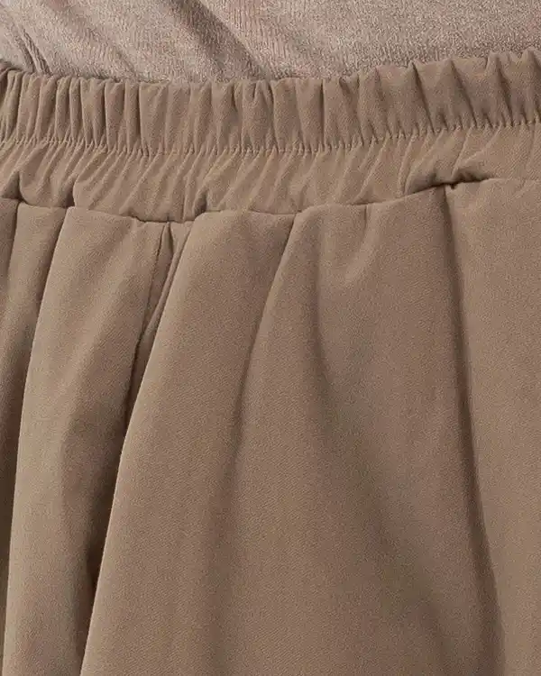 Fustă midi cu volane și tulle suprapus, elastic în talie, bej fango [4]