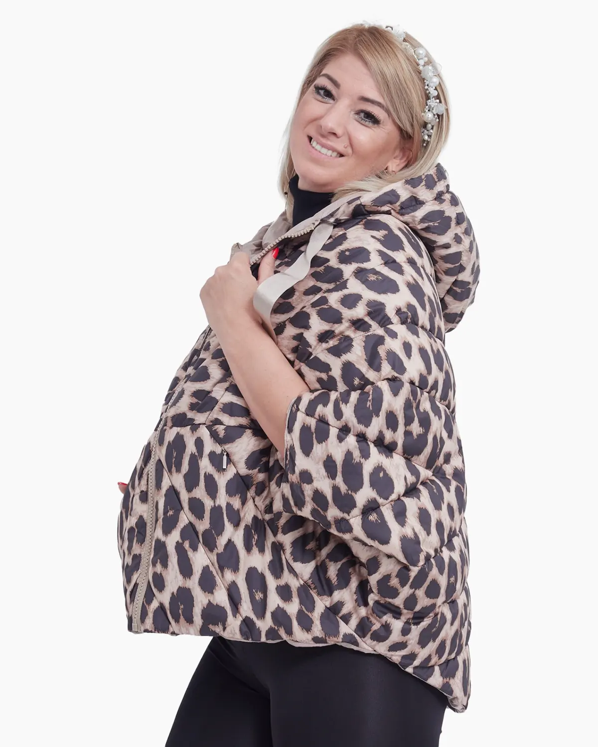 Geaca bej cu doua fete animal print [3]