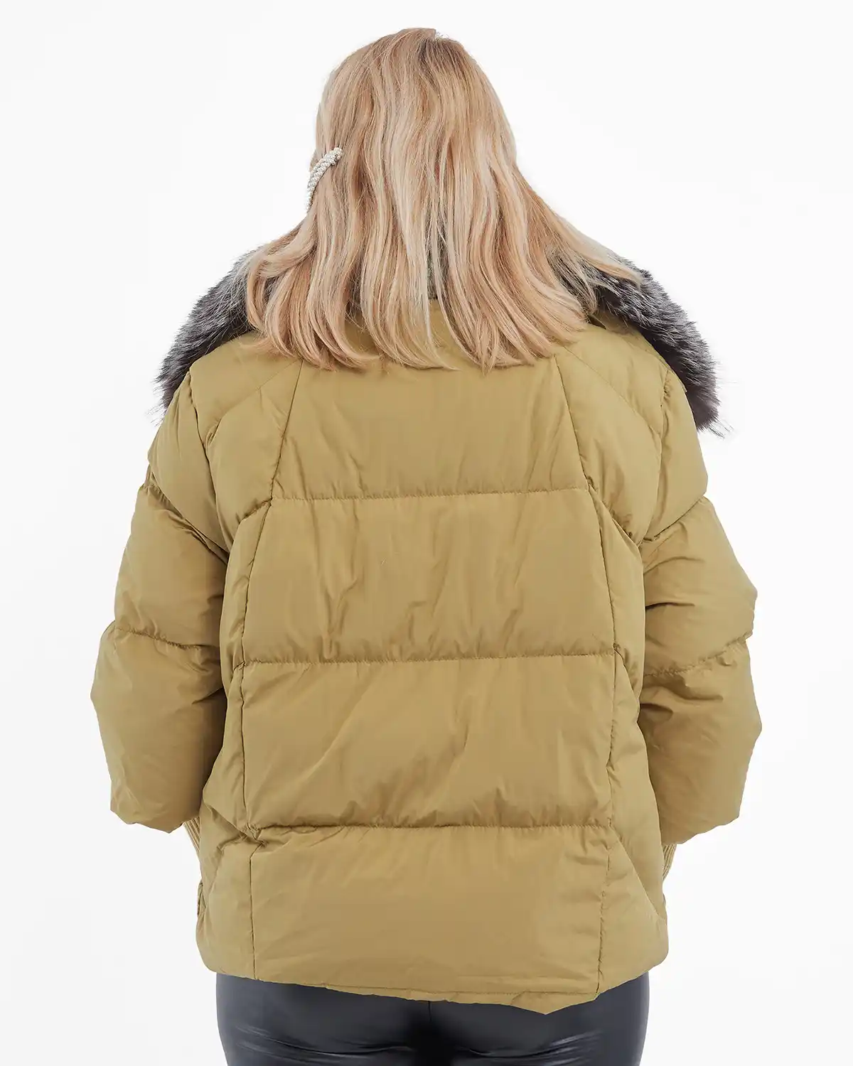 Geacă blană naturală scurtă de damă, stil chic lime [2]