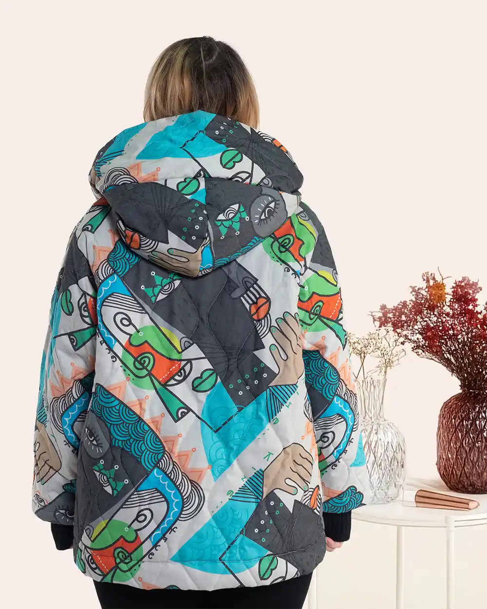 Geacă boho bumbac cu imprimeu artistic picasso multicolor [2]