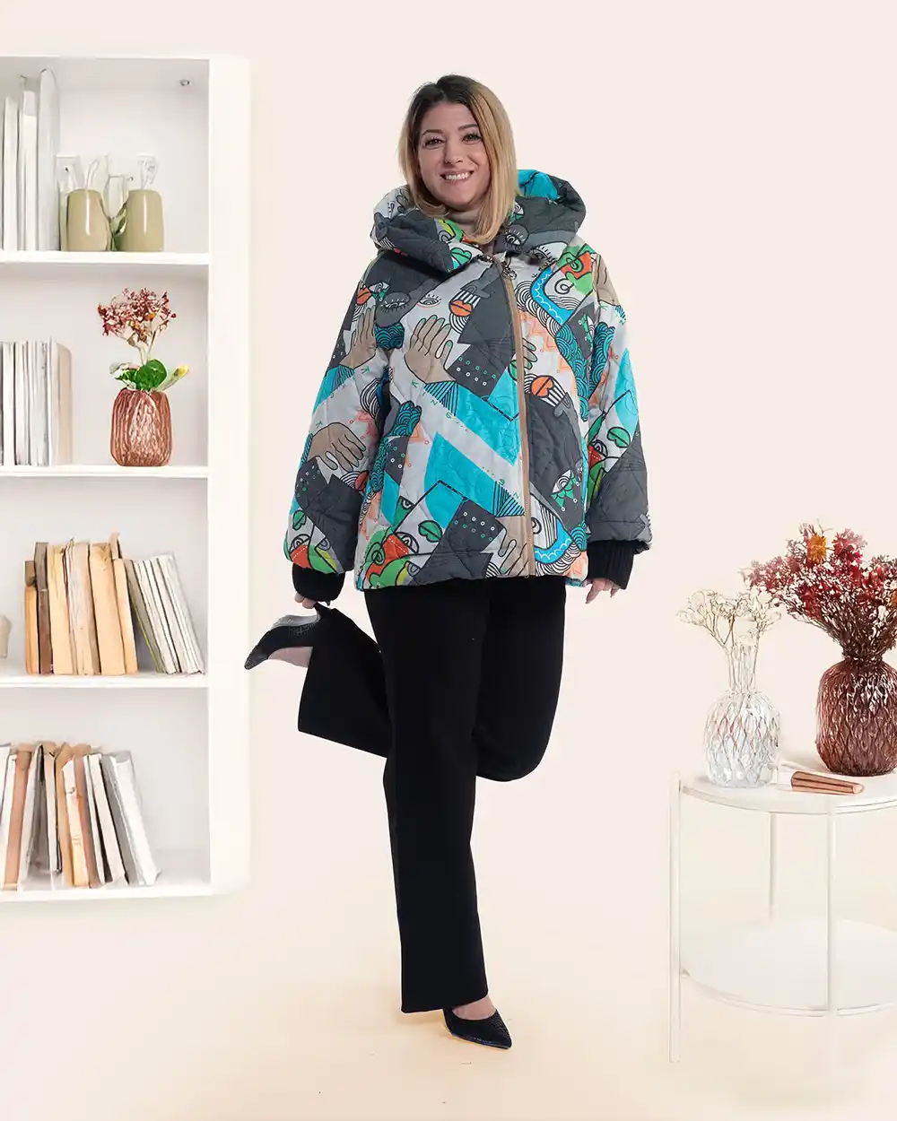 Geacă boho bumbac cu imprimeu artistic picasso multicolor [4]