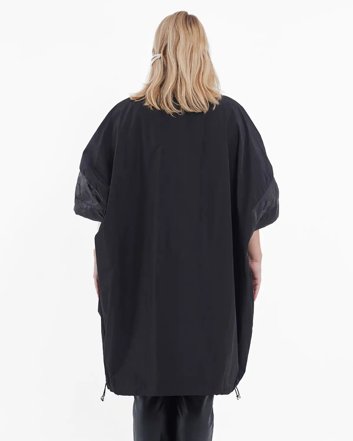 Geacă damă midi cu croială fluture, stil casual chic pentru toamnă, neagră [2]