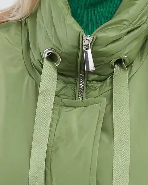 Geacă damă midi cu croială fluture, stil casual chic pentru toamnă, vernil [4]