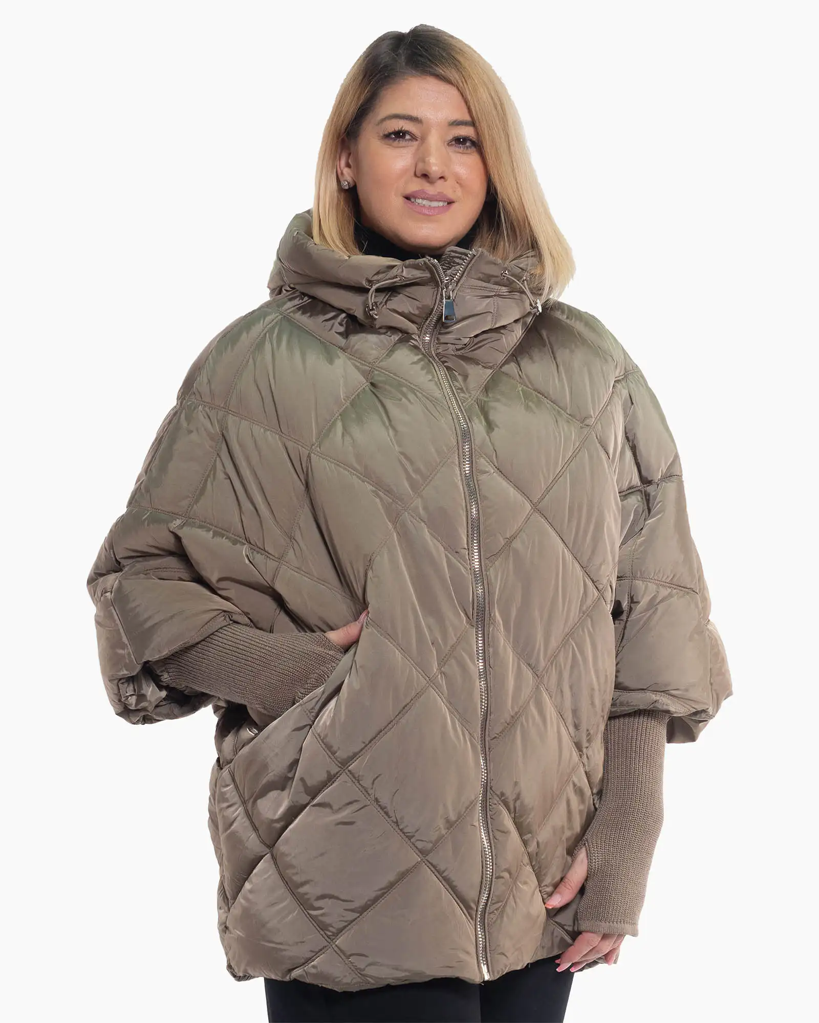 Geacă lungă matlasată, într-o nuanță naturală de bej, cu design casual chic [3]