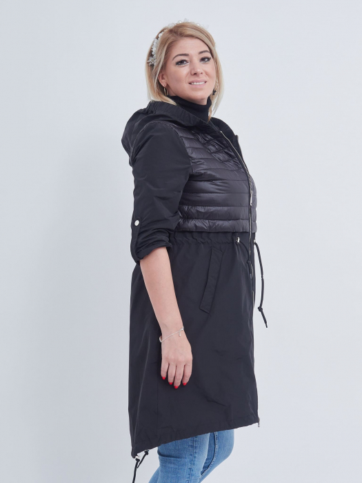 Geaca neagra casual midi croi usor evazat [2]