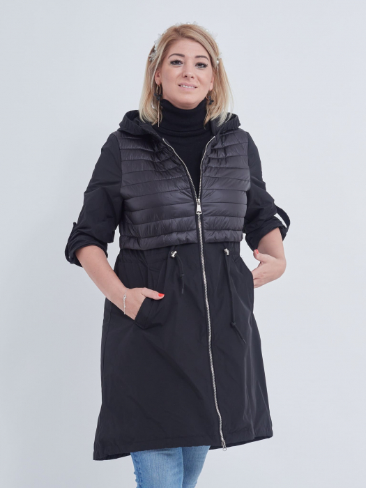 Geaca neagra casual midi croi usor evazat [3]