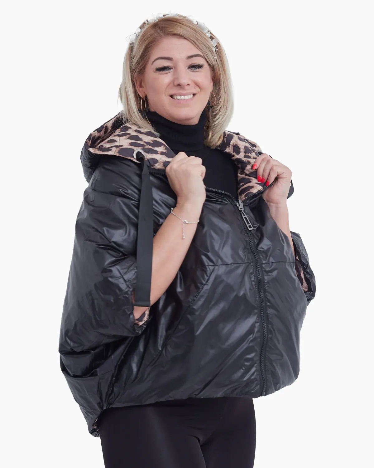 Geaca neagra cu doua fete animal print [4]