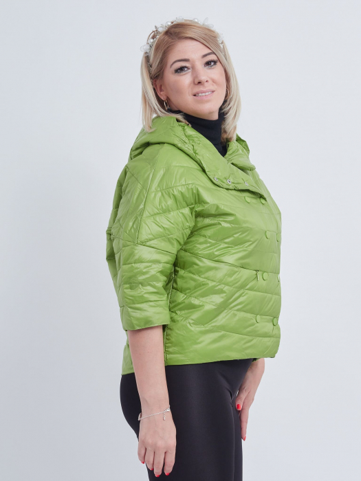 Geaca olive oversize cu gluga si inchidere cu capse [2]