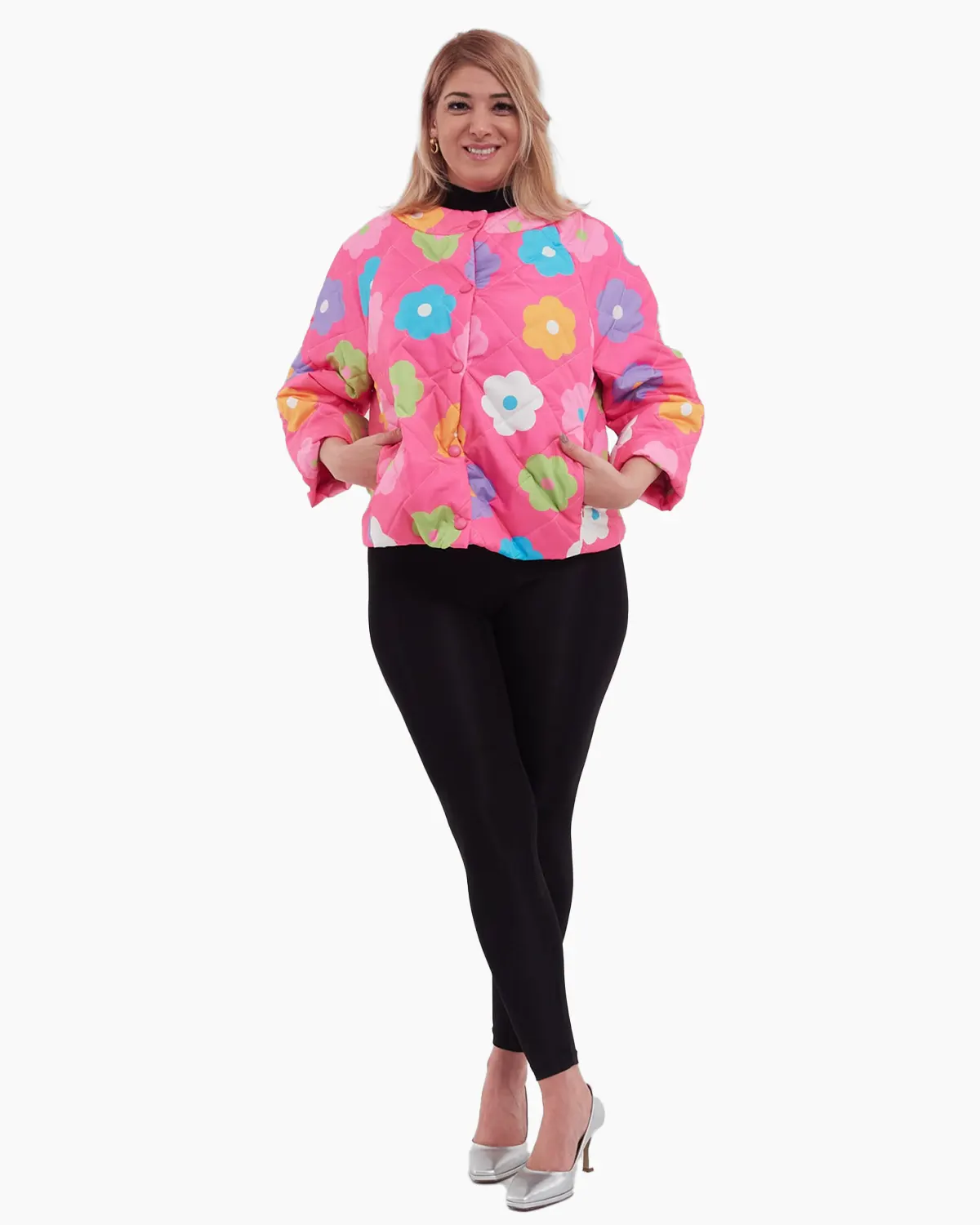 Geaca roz cu imprimeu floral [2]