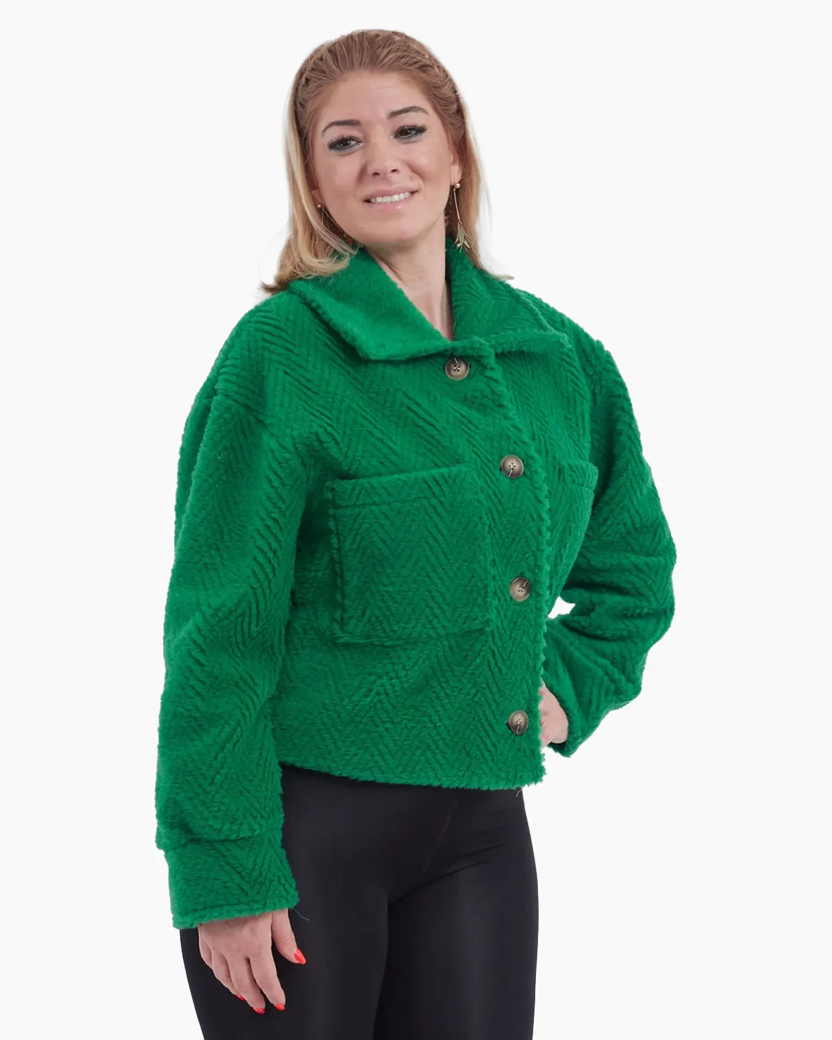 Geaca scurta din tesatura deosebita, verde [2]