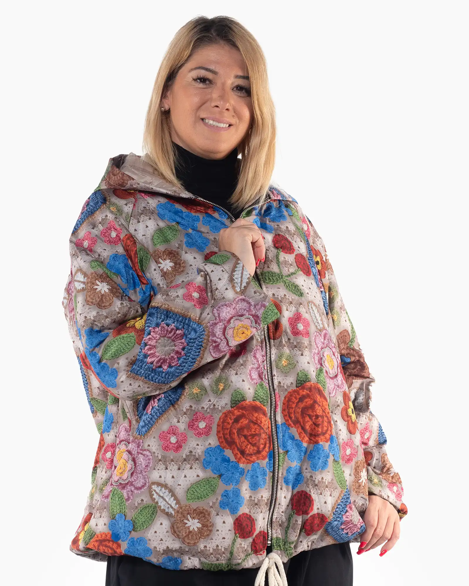 Geacă urbană multicoloră cu imprimeu floral statement [4]
