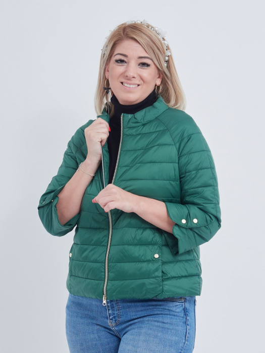 Geaca verde cu maneca trei sferturi accesorizate cu capse [2]