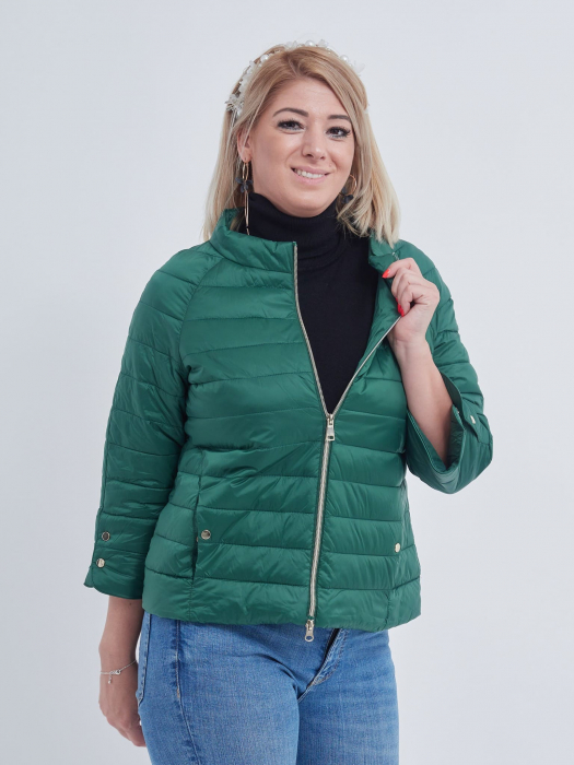 Geaca verde cu maneca trei sferturi accesorizate cu capse [3]
