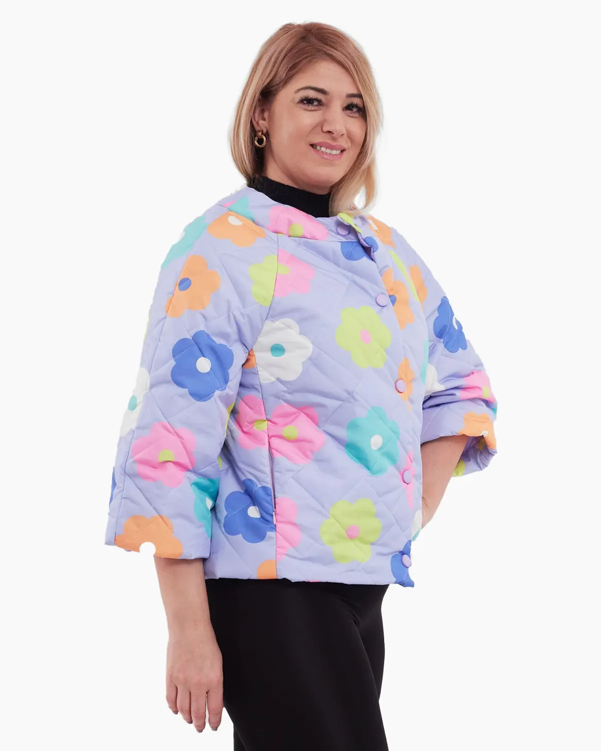 Geaca violet deschis cu imprimeu floral [2]