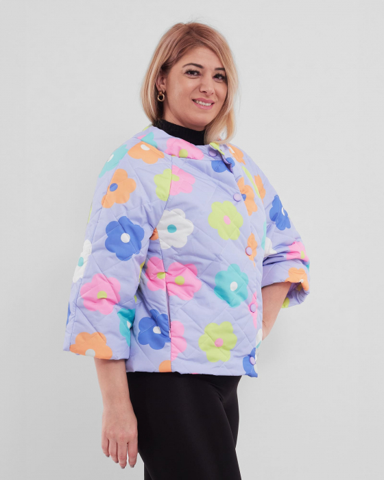 Geaca violet deschis cu imprimeu floral [2]