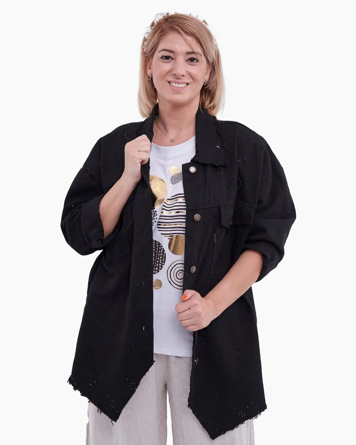 Jacheta brodata din bumbac neagra [1]