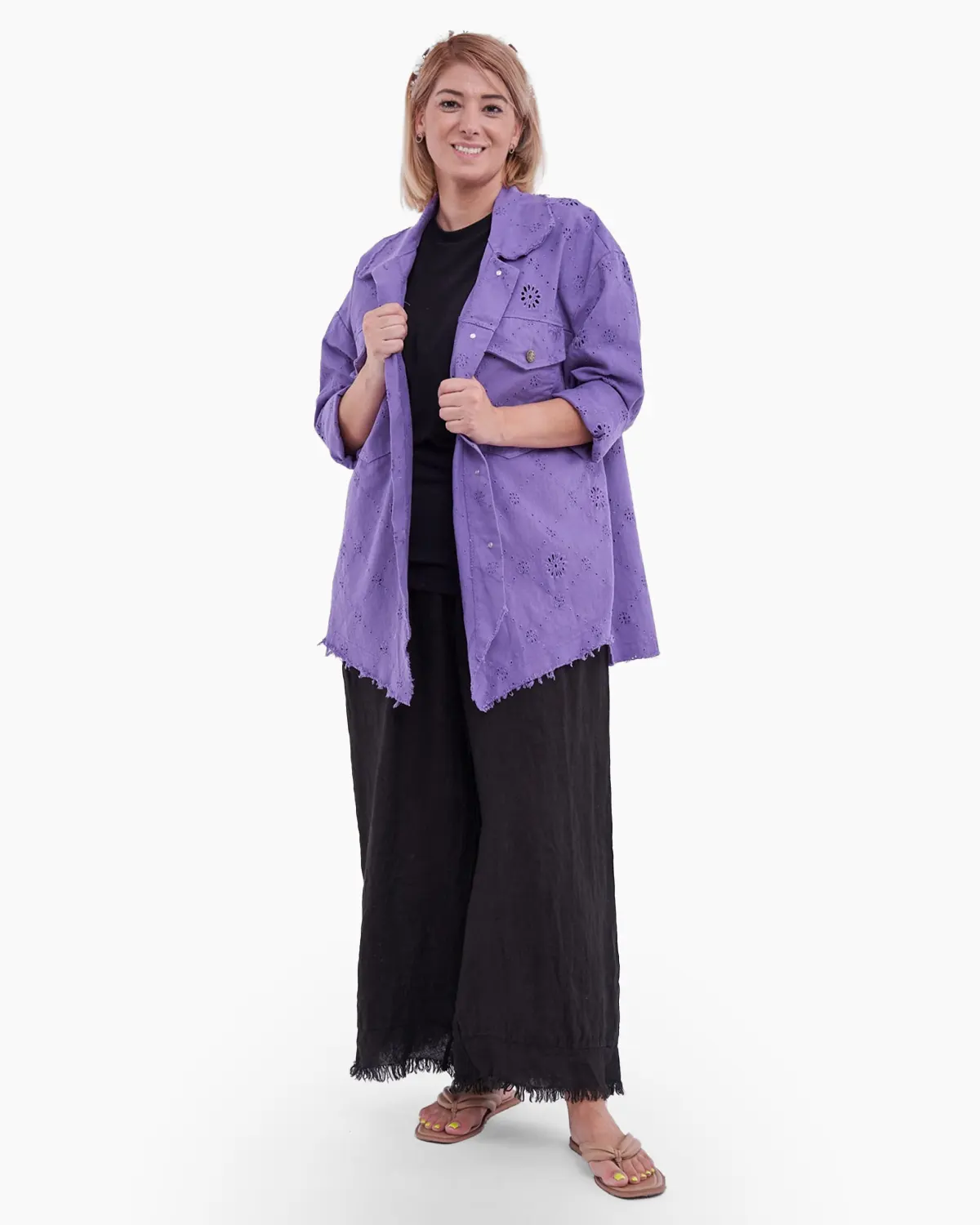 Jacheta brodata din bumbac violet [2]
