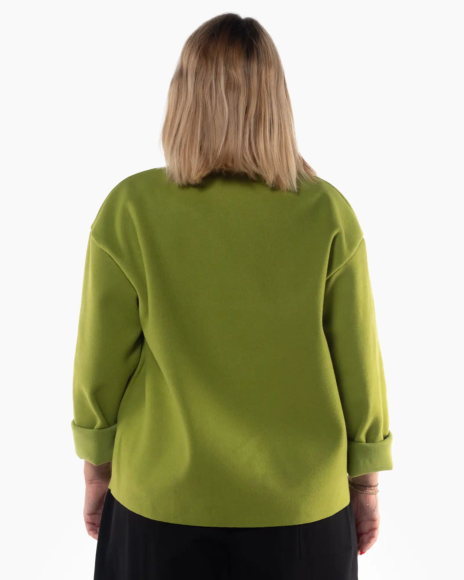Jachetă elegantă lime cu croială lejeră dolman [2]