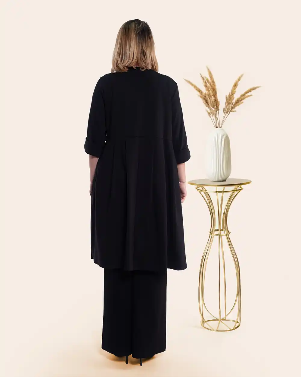 Jachetă elegantă neagră din bumbac stil palton petrecut [2]