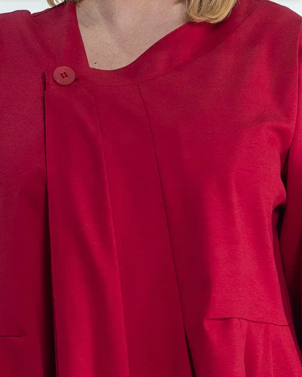 Jachetă elegantă roșie din bumbac stil palton design petrecut [4]