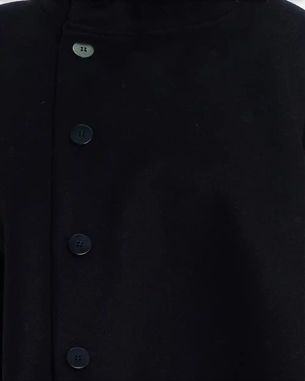 Jachetă palton casual chic neagră cu un design asimetric [4]