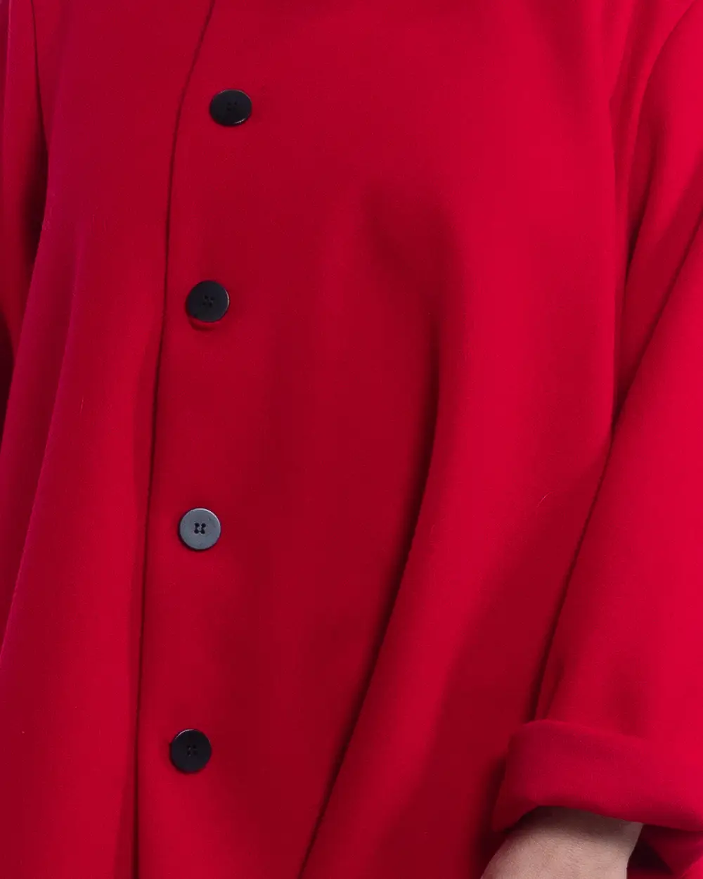 Jachetă palton chic roșie cu design asimetric în cloș [4]