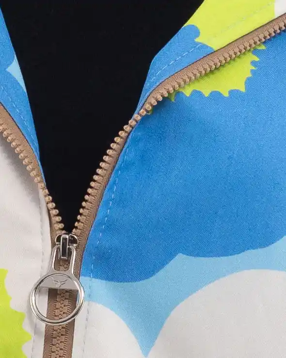 Jachetă subțire de toamnă cu imprimeu floral multicolor bleu [4]