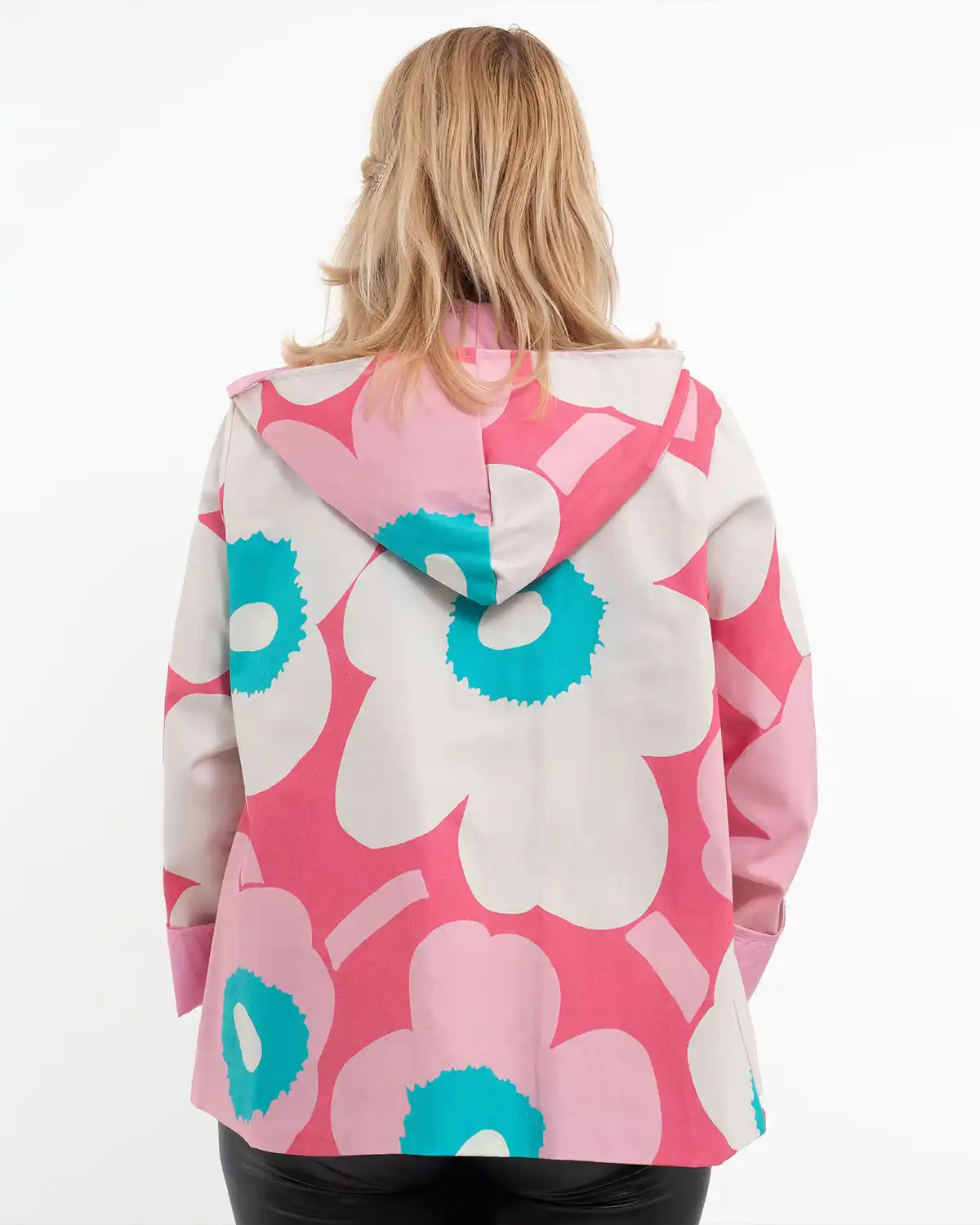 Jachetă subțire de toamnă cu imprimeu floral multicolor roz [2]
