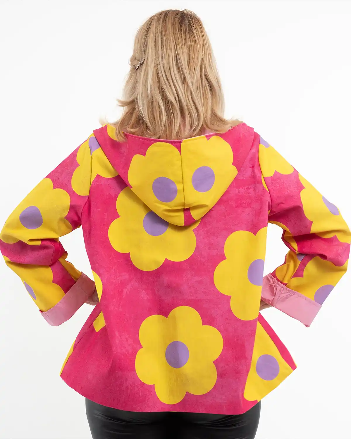 Jachetă subțire de toamnă cu imprimeu floral multicolor roz aprins [2]
