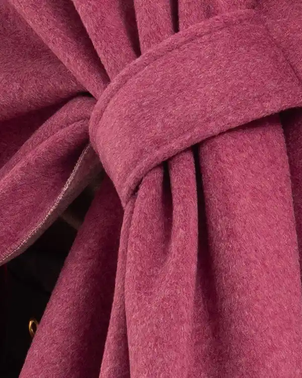 Jachetă tip poncho cu fundă elegantă din stofă de calitate, fucsia [3]