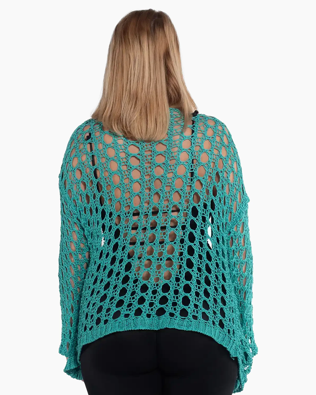 Jachetă turcoaz boemă cu design amplu și mâneci batwing [2]