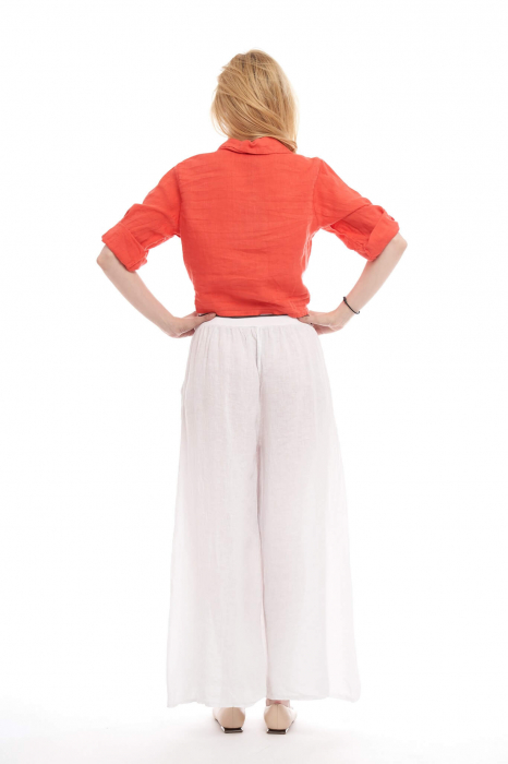 Pantalon tip fusta,din in,alb [4]