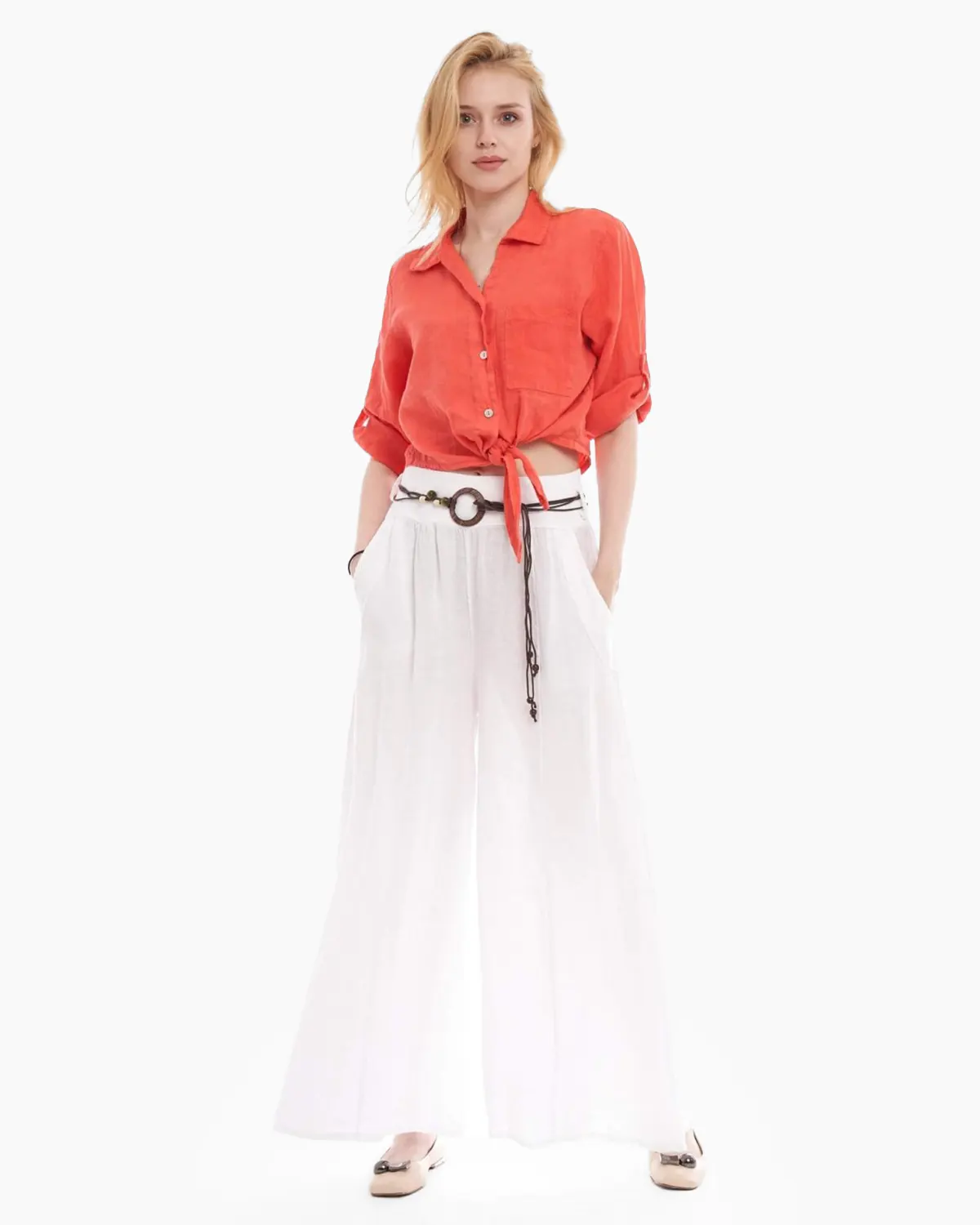 Pantalon tip fusta,din in,alb [1]