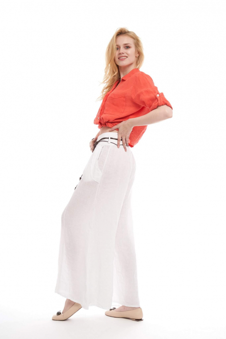 Pantalon tip fusta,din in,alb [3]