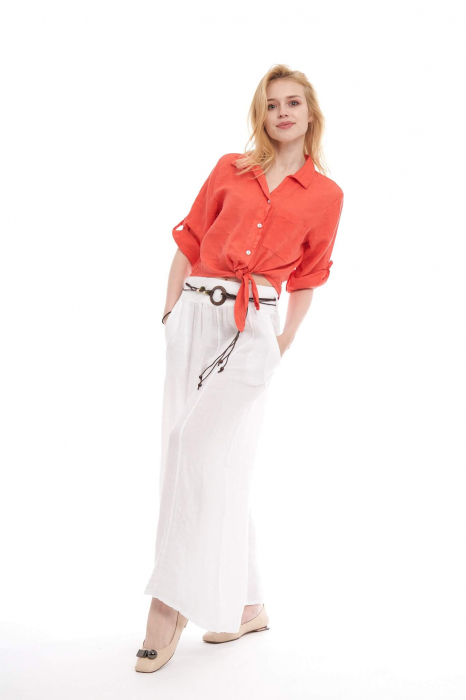 Pantalon tip fusta,din in,alb [2]
