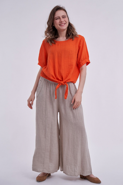 Pantalon tip fusta, din in, bej [3]