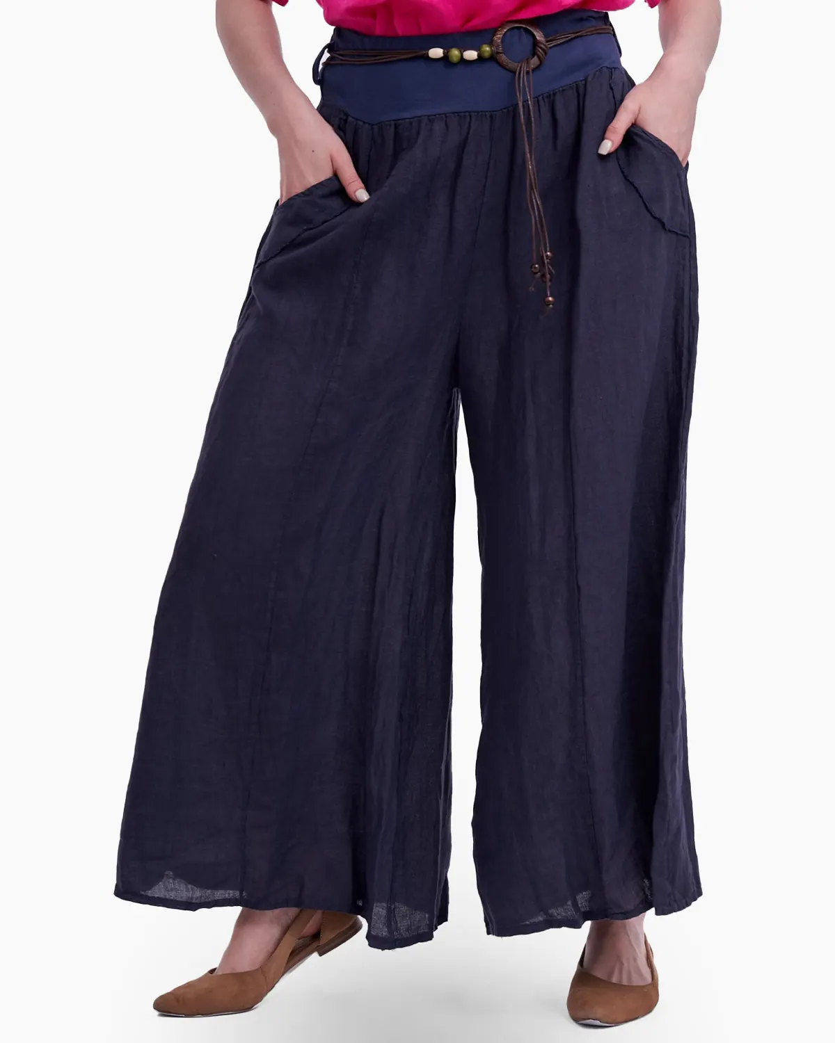 Pantalon tip fusta, din in, bleumarin [2]